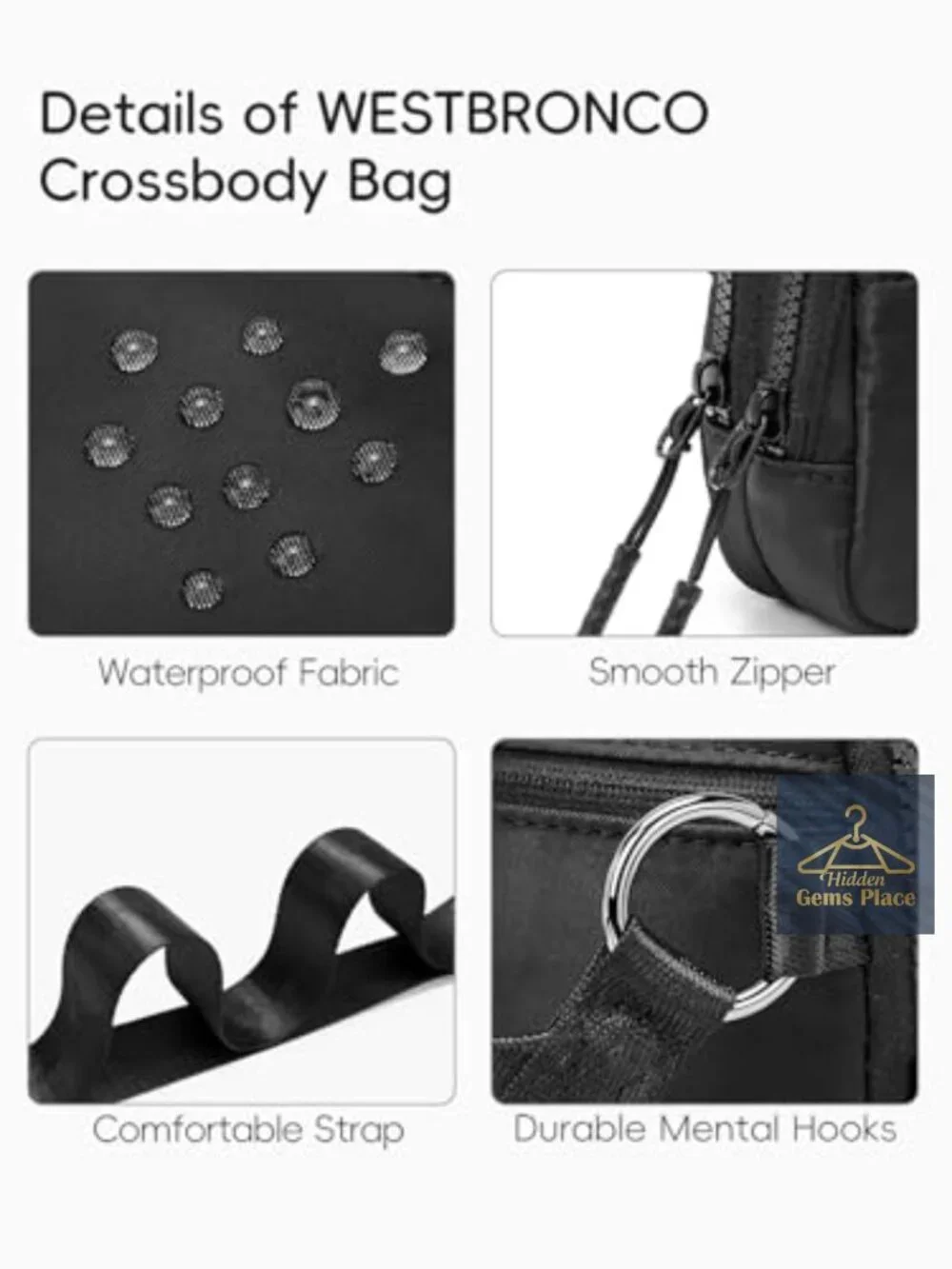 Nylon Small Crossbody Bag with Adjustable Strap for Travel